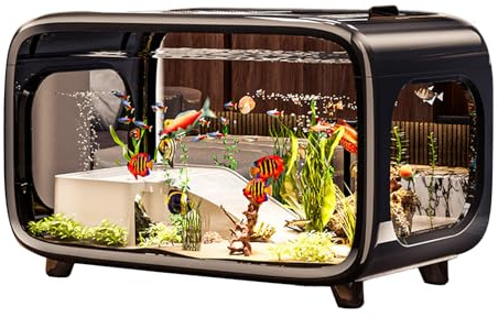 Renchey Aquarium pour Poissons | Petit Aquarium pour Les Poissons Combattants - Habitat en Acrylique Transparent avec des Crevettes des Escargots et Plantation Aquatique pour Habitat Vivant