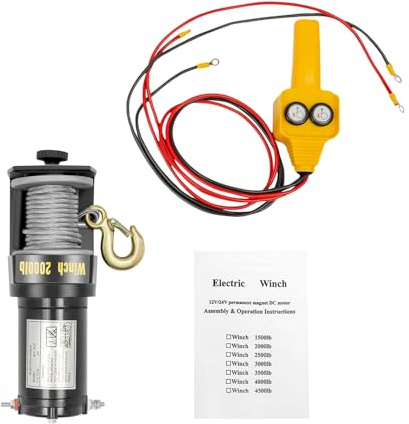 Cabrestante eléctrico de 12 V, 200 kg, con mando a distancia, IP67, resistente al agua, para coche, barco, ATV, 6 m, cable de acero