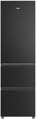Haier Series 3 HTR3518ENMTK - 55cm - 303 Litre Capacity - 60/40 Split - 3 Door - Frost Free - Black Freestanding Fridge Freezer - H 185 x W 54.5 x D 62.2 cm