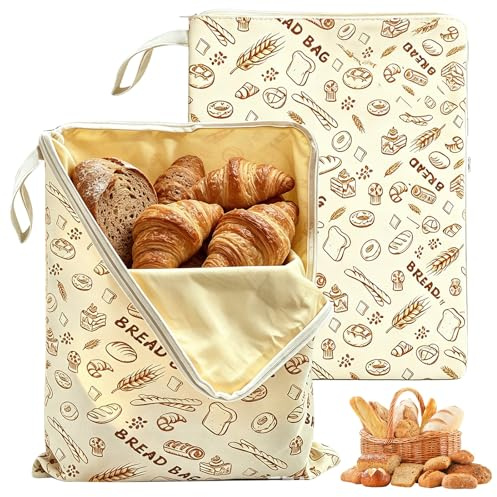 BORDEAG Lot de 2 sacs à pain en cire d'abeille, réutilisables, en coton, TPU de qualité alimentaire, conservation frais, pâte à levre, pain pour cuisine et pâtisserie, 32 x 43 cm