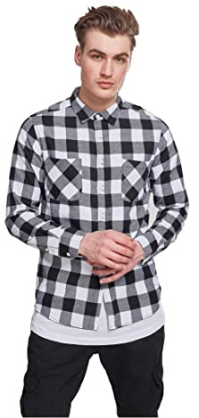 Urban Classics Checked Flanell Shirt Chemise de Loisirs, blk/WHT, S Homme