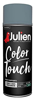 Julien Peinture Aérosol Intérieure et Extérieure Color Touch en Phase Aqueuse - Bleu Gris Satin - 400ml