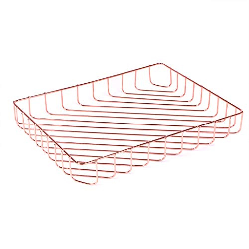 Fvstar Rose Gold File Organizer for Desk Letter Size Desk Paper Organizer Trays Large Capacity Metal File Organizer Paper Tray Wire Basket Bins for Office Desktop,12.5 x 9.4 x 1.9