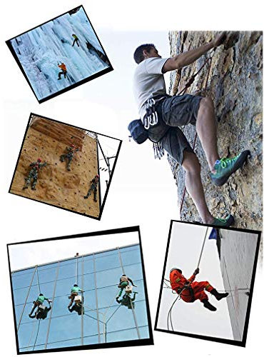 MU Corde d'escalade de sécurité résistant à l'usure 12Mm Arbre Mur Équipement d'escalade Survie en Plein air Évasion Échappez-Vous Corde Mousqueton,D,50m