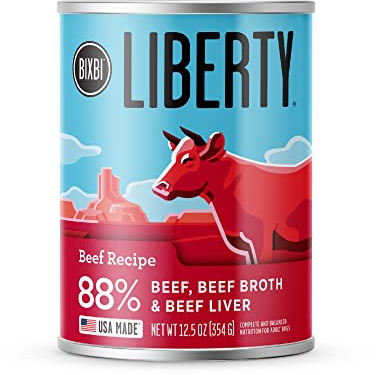 BIXBI Liberty Grain-Free Canned Wet Dog Food, Beef Recipe, 12.5 oz. Cans (Pack of 12)