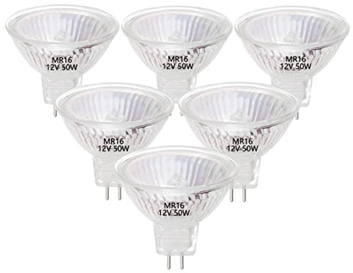 VINBE Lampadine alogene MR16, faretto alogeno 35W 12V MR16 GU5.3, bianco caldo, confezione da 6