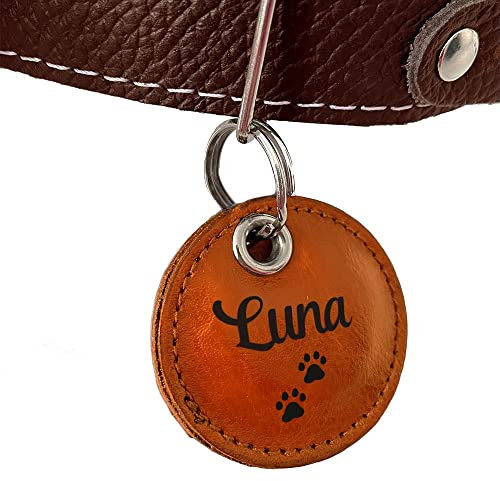 Petsen Hundemarke Mit Gravur | Adressanhänger Hund Mit Name Und Telefonnummer | Personalisierter Hundeanhänger | Dog Tag | Farbe: Hellbraun
