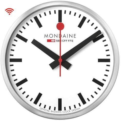Mondaine Reloj de Pared, Aluminio, Plateado, 250 mm