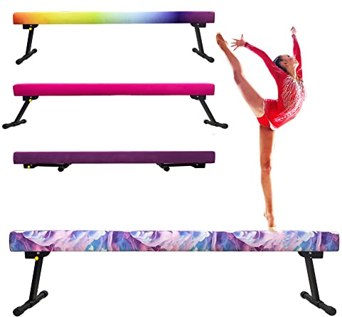 Peakpath 6FT Adjustable&Foldable Gymnastics Balance Beam,Home Gym Equipment,Easy Assembling and Storage,No Tool Require,for Kids Children Girls Training Ages 3-12