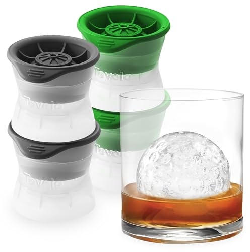 Tovolo Sports Ice Mold Bundle Set of 4 Golf Ball and Tennis Ball Shapes Large Craft Ice Cubes for Whiskey Cocktails with Silicone Lids, Easy Fill Craft Ice Mold for Sports Fans