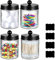 mumisuto 4 Stück Wattestäbchen Behälter, Transparente Glas Wattepadspender, Kosmetik Organizer mit 4 Aufklebern, für Wattestäbchen, Runde Wattepads, Zahnseide, Wattebausch