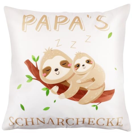 Moosono Geschenke für Papa Faultier Kissen mit Spruch Papa's SCHNARCHECKE Kissenbezüge Faultier Geschenk für Vatertag Geburtstag Weihnachten (45 * 45m, Ohne Füllung)