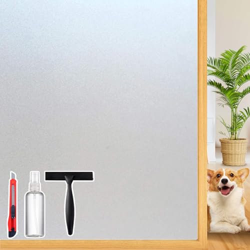 Film de confidentialité décoratif pour fenêtre en verre dépoli avec outils, film de confidentialité givré bidirectionnel pour fenêtre en verre, teinté statique pour la maison, anti-UV, autocollants de