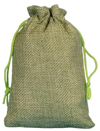 Lot de 60 sacs en lin, sacs en coton, sacs en lin, pour calendrier de l'Avent, sacs cadeaux, sacs à bijoux, Halloween, Noël, Pâques (vert herbe, 17 x 23 cm)