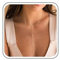 TseenYi Collier Perle Or Long Dangle Lariat Ras Du Cou