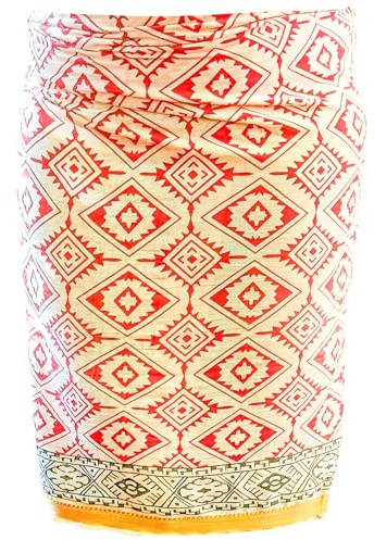 Mandala Life ART Pareo da Spiaggia Donna Stampato a Mano – Sarong Indiano con Bordo Dorato – Cotone Morbido