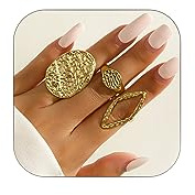 Chunky guldringar för kvinnor Icke fläckiga Justerbara tjocka djärva kupolringar Gold Statement Ringar Stapelbara ringar för kvinnor Minimalistiska smyckengåvor