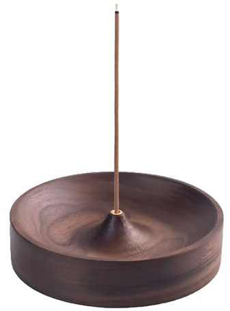 Incense Holder, Black Walnut Incense Stick Holders with Ash Catcher, Aromatic Incense Holders for Sticks, Home Décor, Office, Club, 6 cm Diameter, 2.3 cm Height, 3 mm Incense Hole