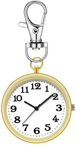 Genérico Montre Porte-clés - Montre Pocket Watch Round Clip -on Boucle de clé - Regardez Pendentif, Clip élégant pour la pour la, Les Vacances, Les Amis