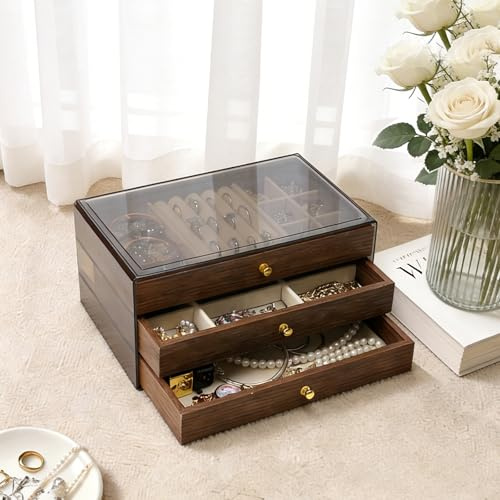 VirtuGro 3 Niveles Joyeros Mujer Organizador Joyero Mujer Madera Anillos