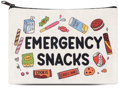 Emergency Snacks Storage Bag for Boys Girls Canvas Snack Pouch for Travel Portable Picnic Storage Bag for Camping Foodie Candy Organiser Pouch with Zipper