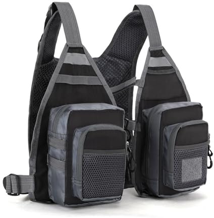 AMISENK Gilet da pesca a mosca per gli uomini regolabile Multi Pokcet gilet accessori per esterni ingranaggi per trote gilet da pesca regolabile