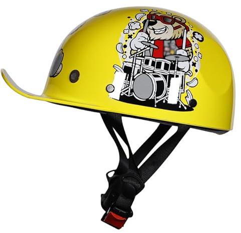 Caschi Per Bambini, Casco Da Moto Vintage, Casco Da Baseball Vintage Con Mezza Calotta Per Ragazzi E Ragazze, Casco Da Ciclomotore, Cruiser E Scooter 6,XL(55-56CM)