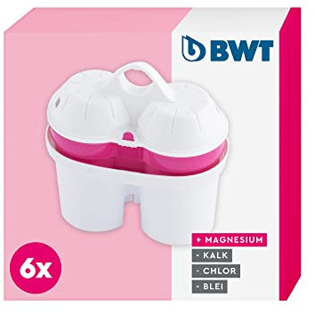 BWT Filterkartusche Magnesium Mineralized Water 6 Stück | Mit Magnesium Wasserfilter Trinkwasser | Für Speisen & Getränke | Filtert Kalk, Chlor, Blei & Kupfer