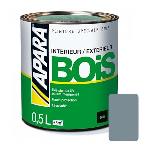 APARA Peinture Bois Satin 0.5 litre Gris (RAL 7001)