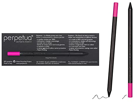 Perpetua Matite HB Ergonomiche in Grafite Ricilata e Gomma Colorata, Idea Regalo Ecologico, Lapis hb Disegno Professionale, Artistico e per Scrivere, Matita Quasi Infinita, Gadget Utili Compleanno