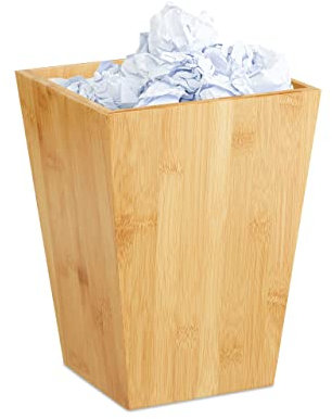 Relaxdays Cestino Gettacarte, Rettangolare 6L, senza Coperchio, Bidone per Cameretta & Ufficio, per Scrivania, Naturale