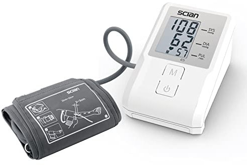 Scian Blood Pressure Monitor Upper Arm for Home Use, Automatic Arm Blood Pressure Cuff with Adult Cuff 22-32 cm, Pulse Rate for Health Monitoring (White)