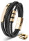 SERASAR Herren Accessoires 17cm Gold Herren-Armband Leder-Armreif Herren-Lederband Herrenarmreif Armschmuck Leder-Schmuck Herrenschmuck Armkette Flecht-Armband Leder-Wickelarmband Leder-Kette Bracelet