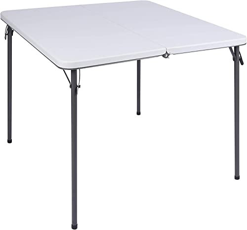 REDCAMP 34 Folding Card Table with Folding legs, Lightweight Portable Fold in Half Square Picnic Garden Table with for Adults Indoor Outdoor Game Bridge Dining, White
