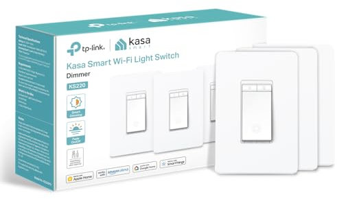 Kasa Apple HomeKit Smart Dimmer Switch KS220P3, Single Pole, Neutral Wire Required,2.4GHz Wi-Fi Light Works with Siri, Alexa and Google Home,UL Certified, No Hub Required,White, 3 Count (Pack of 1)
