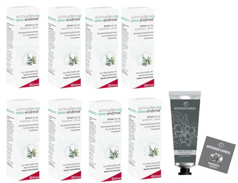 Schnupfen Endrine NAsenspray 0,1% für Erwachsene Set mit 6 x 10 ml inkl. Granatapfel Handseife von Apotheken-Express
