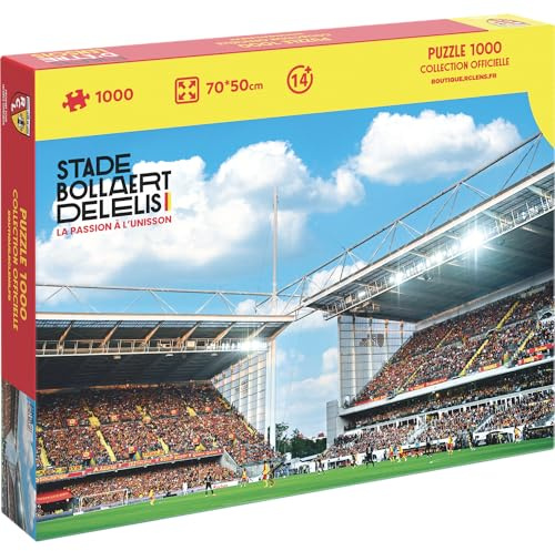 Megableu - Puzzle RC Lens - Stade Bollaert-Delelis - 1000 Pièces - Format 70 x 50 cm - Puzzle Football sous Licence Officielle - Loisirs Créatifs Supporters Fan Foot dès 14 Ans