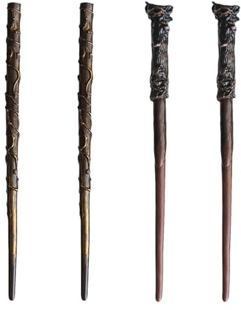 Lezevn 4pcs Magic Wand Wizard Wand Costume Accessories for Wizards Magical Gift for Children Adults on Halloween, Christmas and Birthday Party