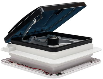 KLOOLIVE Abluftventilator Für Wohnwagen, 5W 12V Wohnmobil Dachfenster Dachlüfter, Bidirektionaler Abluft Wohnmobil Dachventilator, Belüftung für Wohnmobil mit 4 LED und Insektenschutzgitter