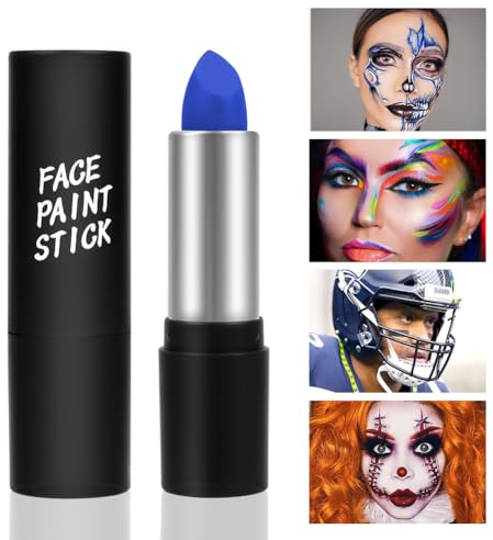 Bodypainting Farben, Tarnschmink-Stift, Öl Creamy Blendable Stick, Waschbar Face Paint Bodypaint Schmink für Halloween Karneval Make-up Fasching (Blau)