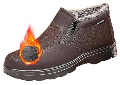 POIOZXD Botas de nieve ortopédicas cálidas para hombre, impermeables, antideslizantes, de forro polar, impermeables, con forro de piel, con cremallera lateral