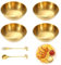 Xiciki 6Pcs Dipping Bowls Set, Gold Stainless Steel Dipping Bowls, Soy Sauce Dish with 1 Spoon & 1 Fork Small Bowls for Dips for Sushi Dips Ingredients Appetizer Sauce Nibbles