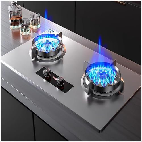 Gaziniere Gaz, Cuisinière À Gaz 2 Brûleurs, Cuisinière À Gaz À Minuterie Indépendante Intelligente Bilatérale, Cuisinière À Gaz À Double Protection De Sécurité, 8,5 KW(LPG)