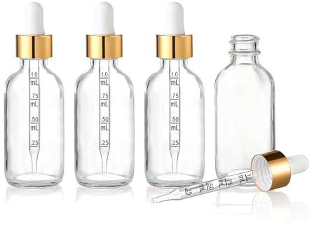 30 ml pipettflaskor, 4-pack – Klara glasflaskor med graderade pipetter, droppflaskor för eteriska oljor – Inkluderar tratt, pipetter och klistermärken – Perfekt för tinkturer, parfymoljor, dofter