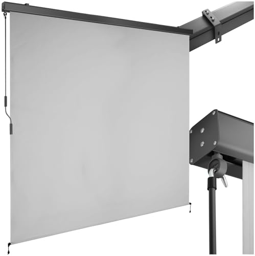tectake® toldo Vertical Exterior Enrollable con manivela, Soporte toldo, Toldos Exterior Terraza y balcón, protección Solar y Cortavientos, Tela toldo Balcon Resistente - 200 x 250 cm Gris Claro