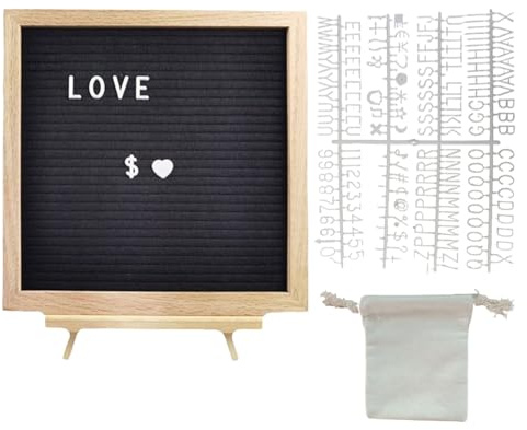 Tablero con Letras | Pizarra De Madera y Fieltro,Tablero De Mensajes Rústico Intercambiable Para Colegio Aula Guardería Restaurante Bodas Graduación