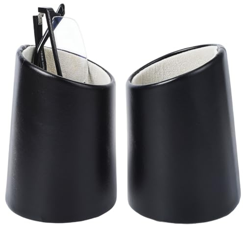 CREATCABIN 2 Support de Lunettes de Protection en Cuir PU Minimisant Les Rayures Support Cylindrique en Peluche Douce pour Lunettes de Bureau 11.8x8.1x9.3cm