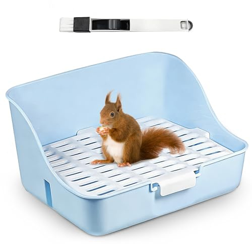 Vayinana Large Rabbit Litter Box Bunny Potty Plastic Square Training Corner Litter Box, Bedding Toilet for Adult Ferret Hamster Guinea Pig, 11.4 L x 9.4 W x 6.3 H High Sided Pet Litter Tray