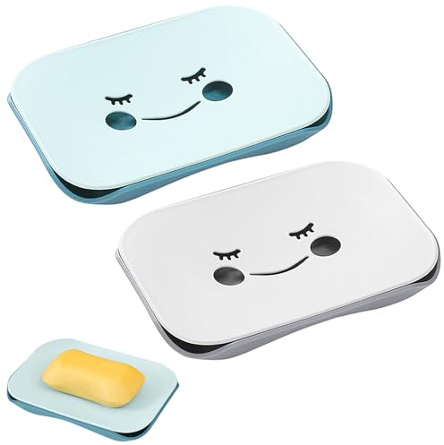 Jabonera con desagüe, 2 unidades de jabonera para ducha y lavabo, soporte para jabón de drenaje para baño y cocina, mantiene el jabón seco y limpio