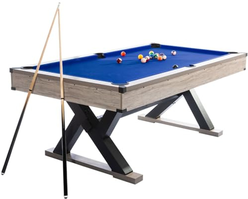 7FT Pool Table, Complete Billiard Set Includes 2 Cue Sticks, 16 Balls, 2 Chalk, Rack & Brush, Metal K-Legs, 84 Billiard Table Fits Game Room, Basement, Apartment, Home & Office, Heavy-Duty, Blue